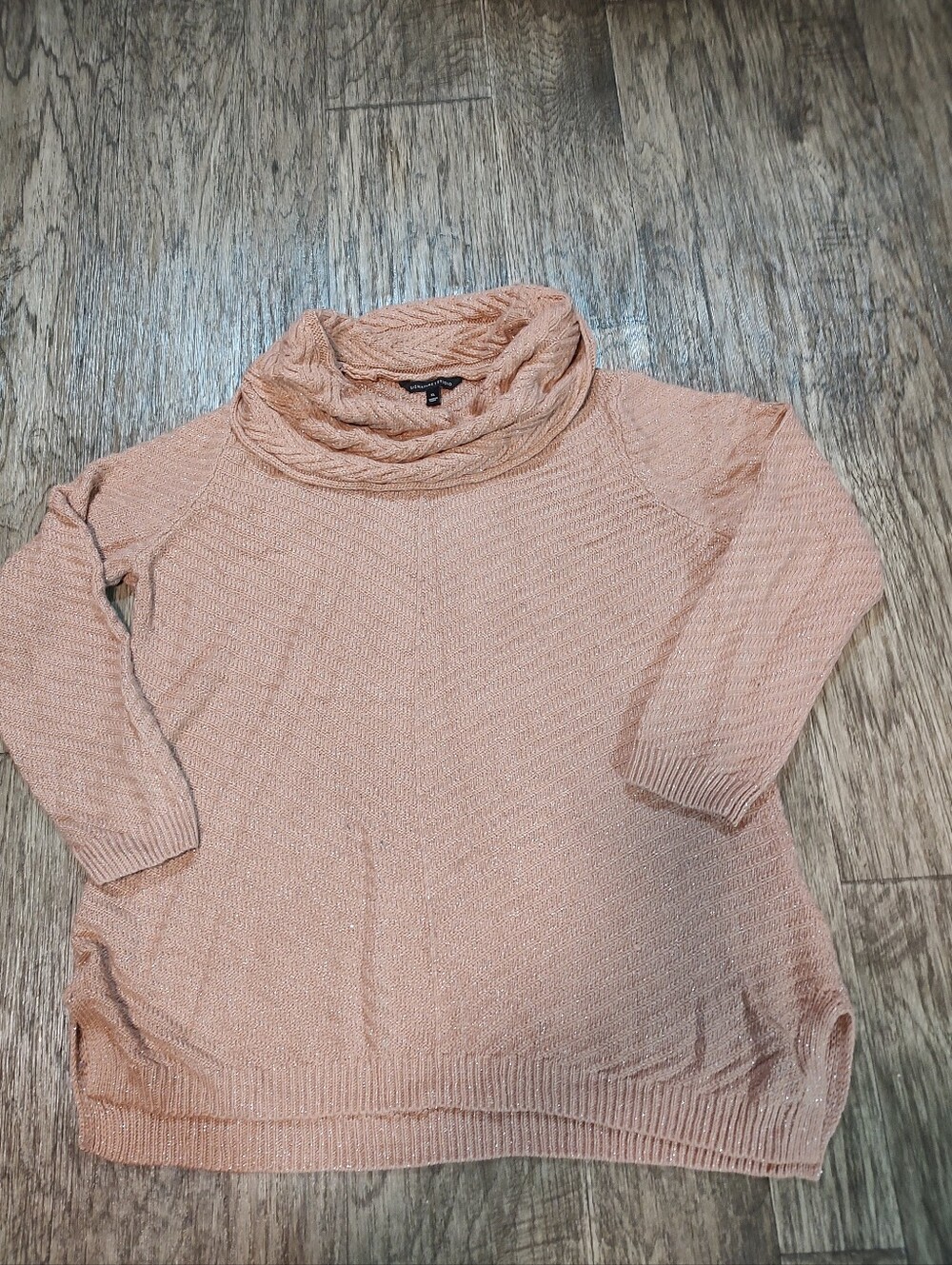Signature Studio Dusty Rose Cable Cowl Neck Sweater Size XL